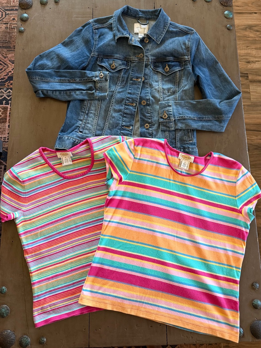 Talbots Rainbow Stripe Tee Bundle + Daily Ritual Jacket | Women’s Small/Petite